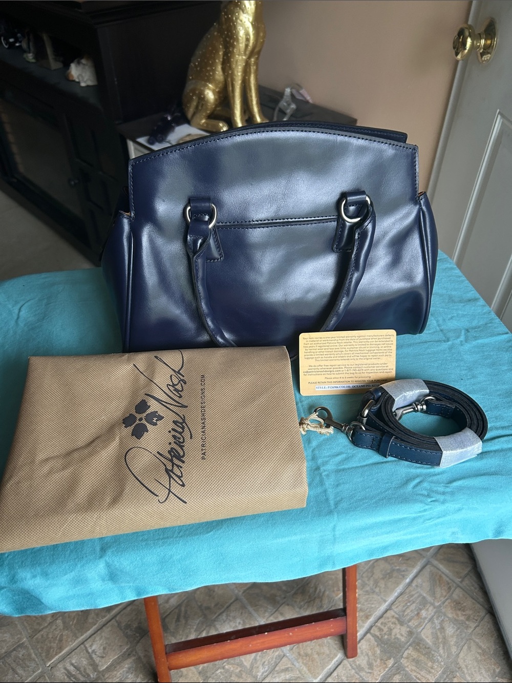 Patricia Nash dark blue genuine leather, MARIANNA satchel